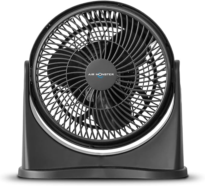 Air Monster 15655 High Velocity 3 Speed 8 Inch Adjustable Tilt Mini Personal Desk Fan with Wall Mount Option and Carry Handle, Black
