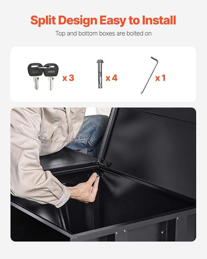 VEVOR Package Delivery Boxes for Outside, 38.6 in Mailbox for Parcel with Lock, Galvanized Steel Package Drop Box with Anti-Theft Design, Weather-Resistant Package Mailbox for Home and Office, Black