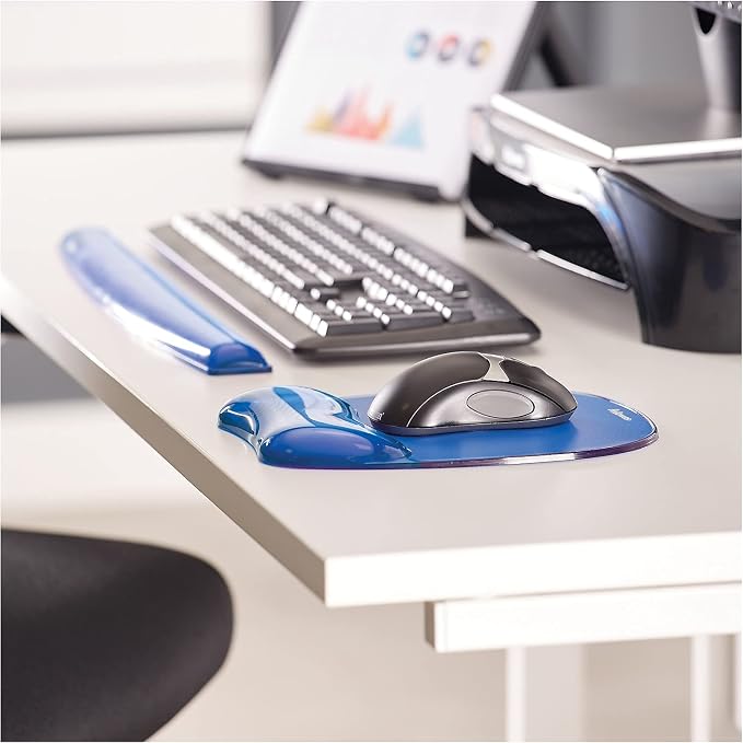Fellowes Gel Wrist Rest - Crystals, Blue - 2.3quot; x 18.5quot; x 0.6quot; - Blue - Gel, Polyurethane, Rubber