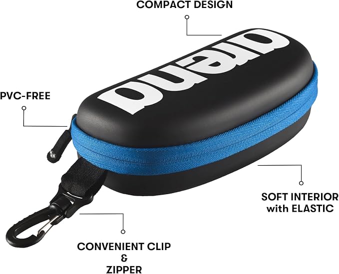 ARENA Unisex Adult Swim Goggle Case for Swimmers Protective Hardcover Carrying Case Clip for Backpacks