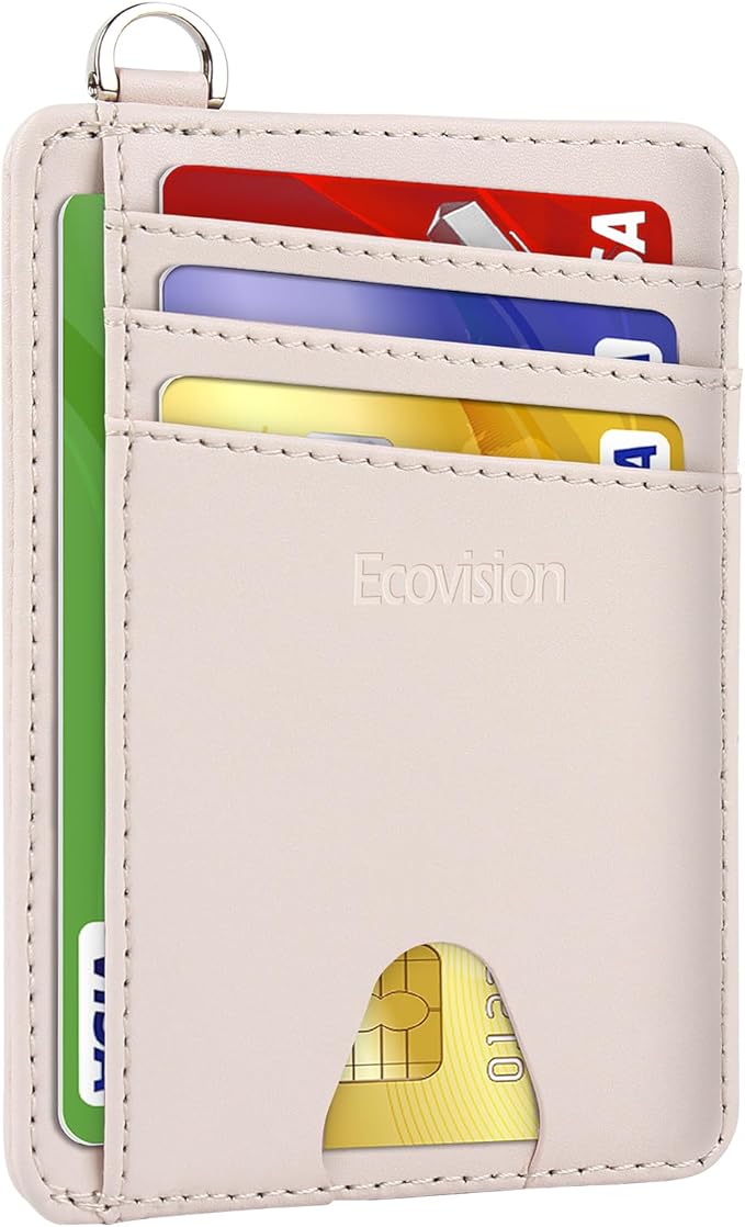 Slim Minimalist Front Pocket Wallet, RFID Blocking Credit Card Holder Wallet with Detachable D-Shackle for Men Women