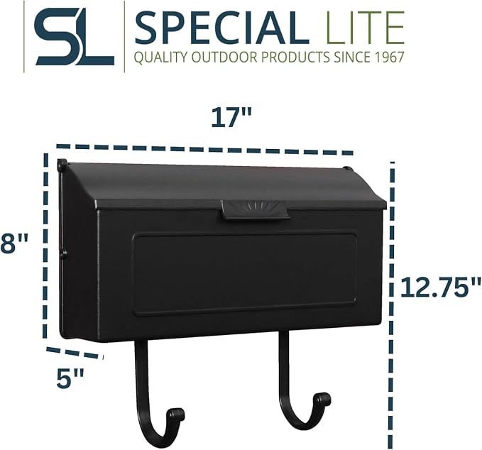 Special Lite Horizon Horizontal Wall Mount Mailbox - Oil Rubbed Bronze Aluminum Mailbox for Wall Mount - SHH-1006-ORB