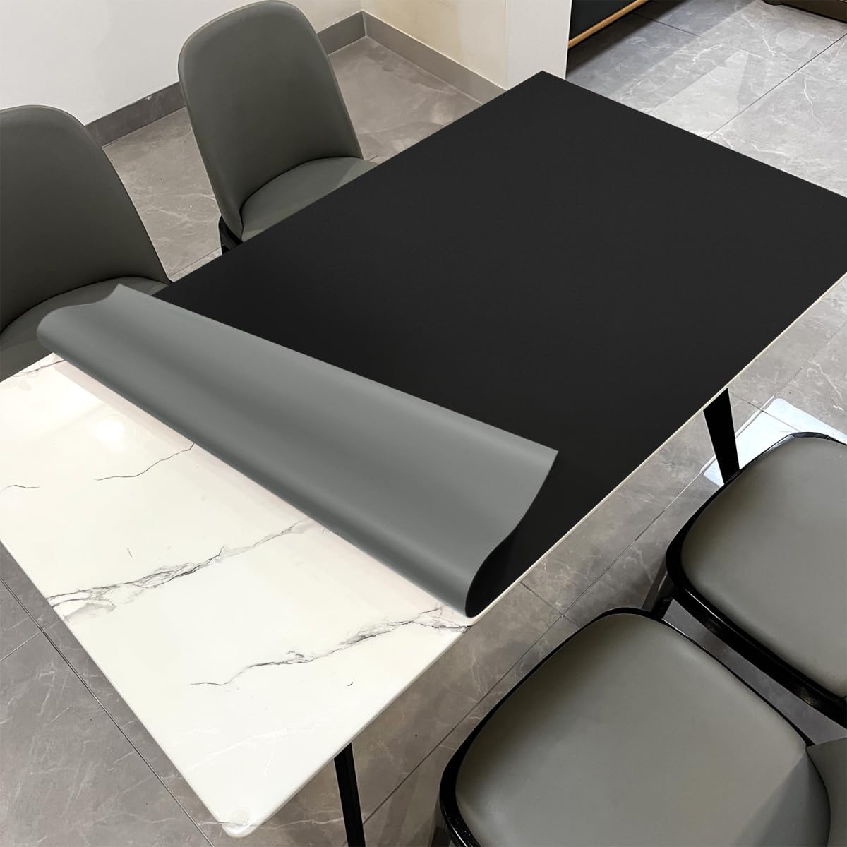 Leather Table Pad,1.8mm Thick,40x96 Inch,Dining Table Pad,Table Pads for Dining Room Table Rectangular,Table Protectors for Rectangle Tables,Dining Table Cover(Black+Gray,40x96)