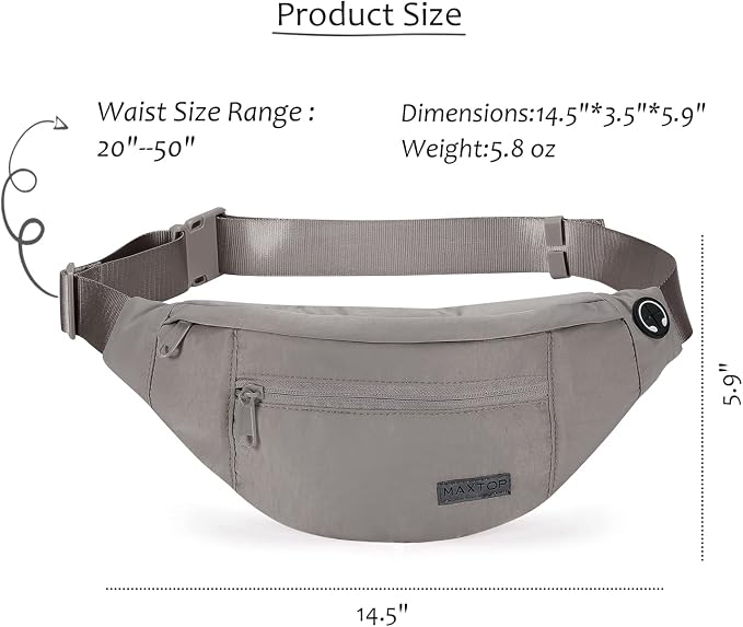 MAXTOP Small Cross body Bag Shoulder Fanny Pack for Women Men | 4-Zipper Pockets,Nylon,Fit All Phones,Key Chain,Gifts for Enjoy Sports Yoga Running Workout Walking Casual Travel