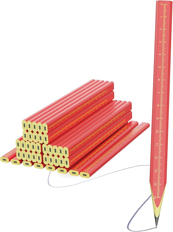 KR. LIF Professional Carpenter Pencils - 29 Pcs Construction Pencils Hexagonal Design
