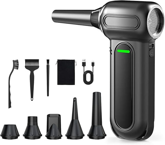 ANABOX Electric Air Duster – 150,000 RPM Brushless Cordless Blower, 4-Speed Adjustable, 8000mAh Rechargeable Battery, LED Light, for Computer, Keyboard, Car, Home & Outdoor Cleaning