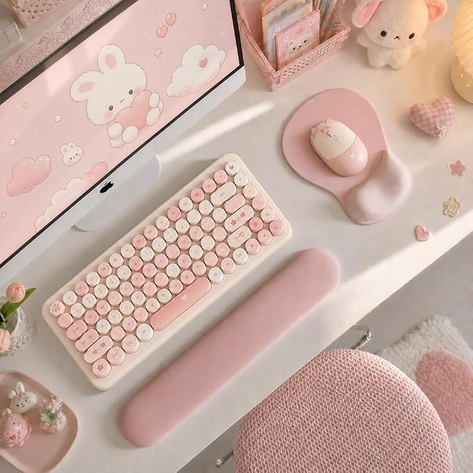 DEMON CHEST ErgoComfort Gel Wrist Rest Mouse Pad-Ergonomic Office Mousepad with Wrist Support-Non-Slip, Design Desk Accessories Mat for Home&Game Decor (02Pink Serenity)
