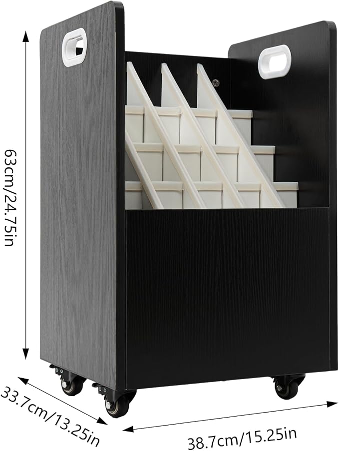 Blue Print Storage Organizer with Wheels, 20 Slots Roll Files Cart, Black | Mobile Blueprint Storage Rack Cart, Construction Plan Holder, Map Poster Storage Cabinet for Office Home School