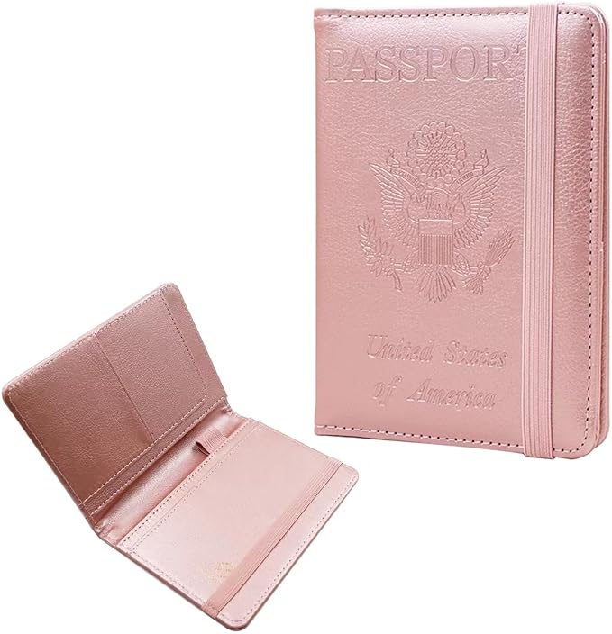 Melsbrinna Premium Leather Passport Holder Covers Case, Waterproof Rfid Blocking Travel Wallet Passport Holder with Pen Holder, Cute Passport Book for Women/Men