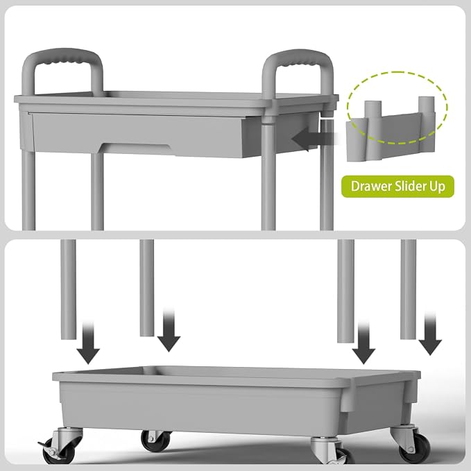Sorgion 5 Tier Rolling Cart Organizer,Bathroom Cart Organizers with Wheels Laundry Room Organization Mobile Shelving Unit Utility Cart Storage Shelves Multi-Functional for Office, Home(Grey)