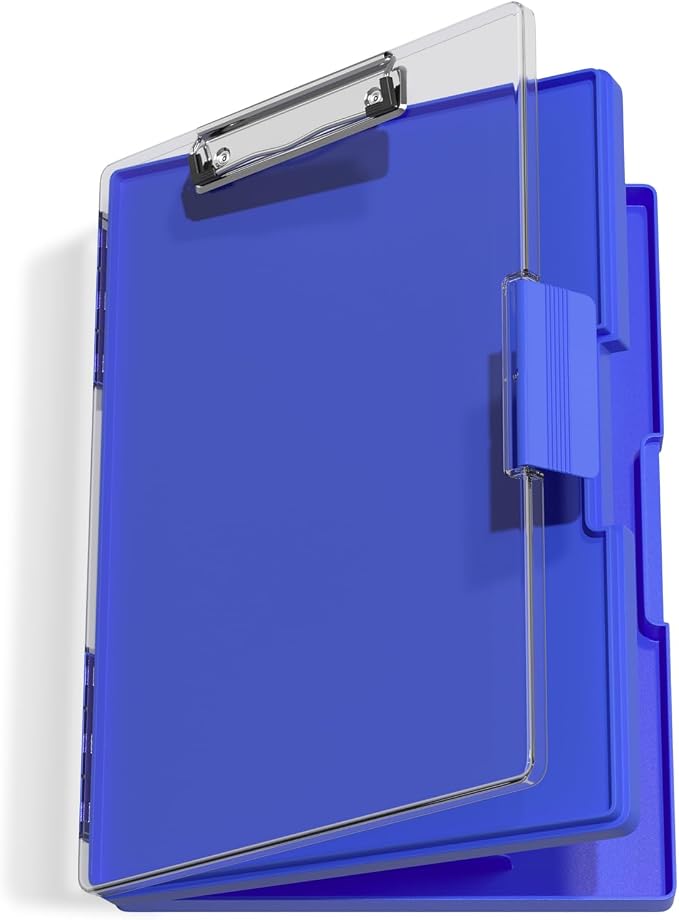 Hongri Clipboard with Storage, Blue 8.5 x 11 Clip Board, Dual Compartmen | Folder Nursing Side Opening, Heavy Duty Organization Box, Smooth Writing for Teachers, Classroom, Size 13.3 x 9.4 x 1.5 in