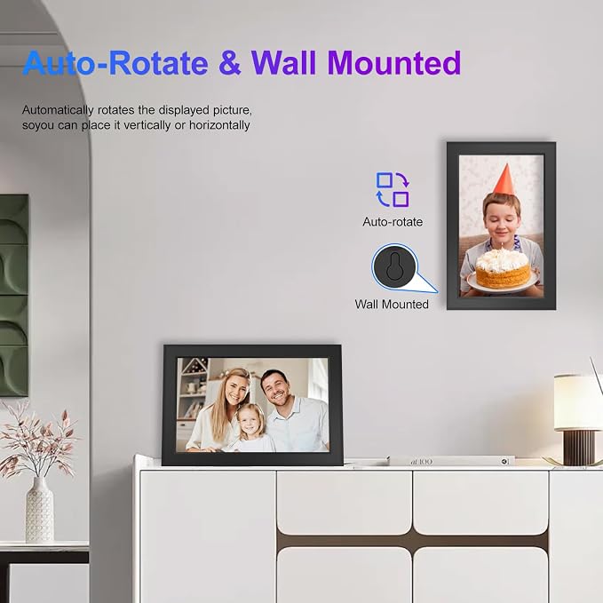 Frameo 10.1 Inch Digital Picture Frames Smart WiFi Digital Photo Frame with 1280x800 IPS Touch Screen HD, 32GB Memory, Auto-Rotate, Wall Mountable, Share Moments Instantly via Frameo App from Anywhere