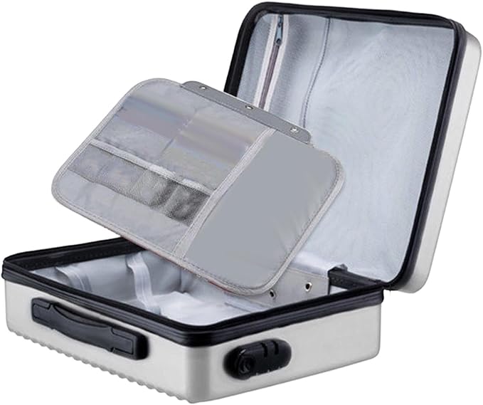 Fireproof Document Box, Secure Storage, Waterproof Briefcase, Sturdy Storage Bag for Contracts, Outdoor, Silver