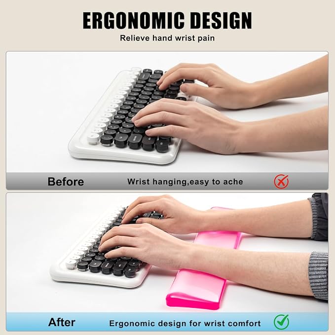Keyboard Wrist Rest,Gel Wrist Rest for Keyboard-Pink Wrist Rest | Jelly Clear Gel Wrist Pad for Easy Typing, Anti-Slip Comfort Keyboard Wrist Pad for Desktop Relieve Pain