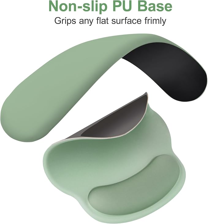 MOSISO Wrist Rest for Mouse Pad Set, Large Gaming Deskpad, Green | Circle Curved Mousepad&Keyboard Wrist Rest&Coaster, Ergonomic Non-Slip Mousepad&Easy Typing Pad with Silicone Lining