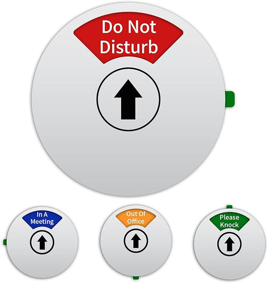 Office Door Sign, Do Not Disturb/Out of Office/In a Meeting/Please Knock, Rotating Door Privacy Sign-6 Inch, Silver