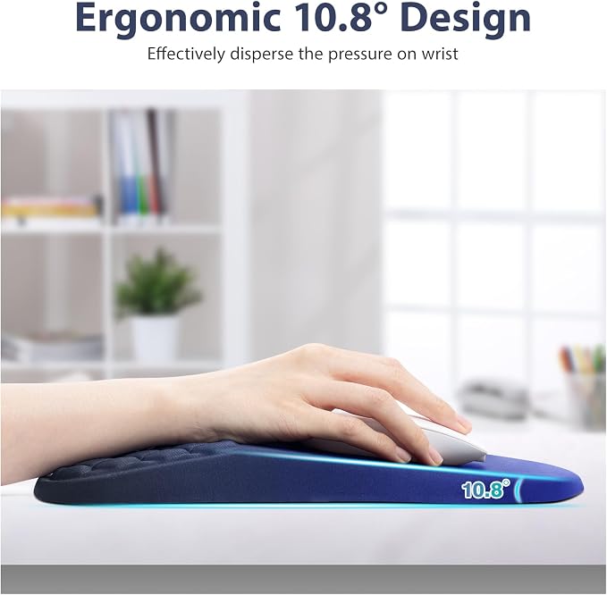 EYROZILL 3 in 1 Ergonomic Mousepad with Wrist Rest, Gaming Keyboard Mouse Pad with Wrist Support Non-Slip Base Massage Design, Pain Relief (Blue/Black)