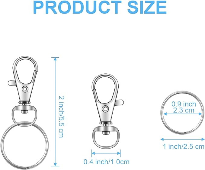 70PCS Swivel Snap Hooks with Key Rings, Metal Lobster Claw Clasp, Keychain Rings for Crafts 1.25inch/32mm