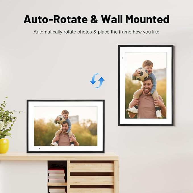 Digital Picture Frame 10.1 Inch WiFi Digital Photo Frame IPS HD Touch Screen Smart Cloud Photo Frame with 32GB Storage, Auto-Rotate, Easy Setup to Share Photos or Videos Remotely via AiMOR APP