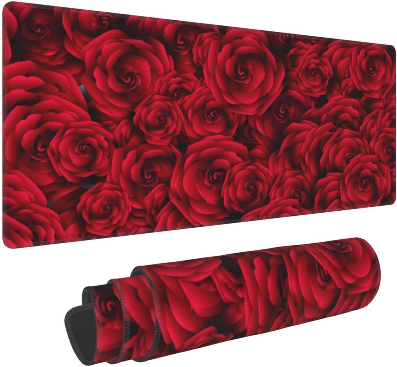 Red Roses Mouse Pad, Flower Large Big Gaming Mouse Pad Desk Pad, Mousepad with Non-Slip Rubber Base, Extended XXL Mouse Mat for Computer Laptop Office Accessories