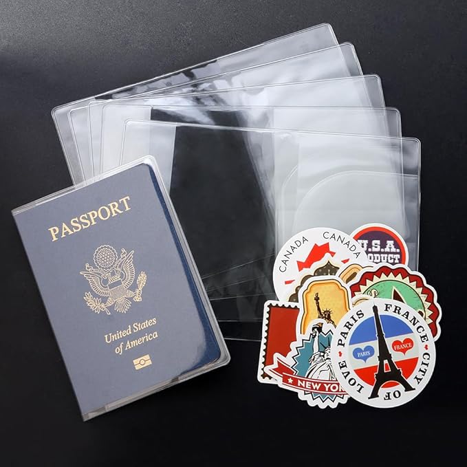 5 Pack Clear Passport Cover, Transparent Plastic Passport Protector