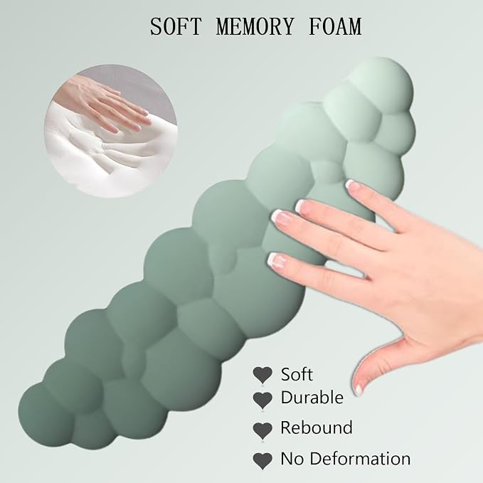 Cloud Keyboard Wrist Rest Dark Green Mouse Pad with Wrist Rest Ergonomic Wrist Pad Memory Foam Non-Slip Wrist Support for Computer Laptop Gaming Home Office Relief Typing Pain Green