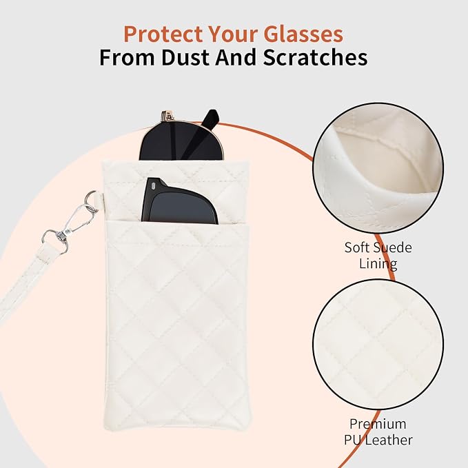 Double Eyeglass Case Soft Dual Glasses Case for Women Men Travel Squeeze Top Sunglasses Cases Eyeglasses Pouch