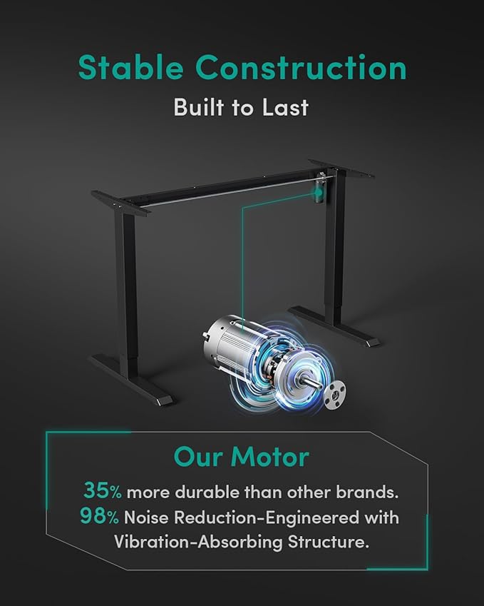 CubiCubi Electric Standing Desk, 48 x 24 Inches Height Adjustable Sit Stand Desk, Ergonomic Home Office Computer Workstation, Black Walnut