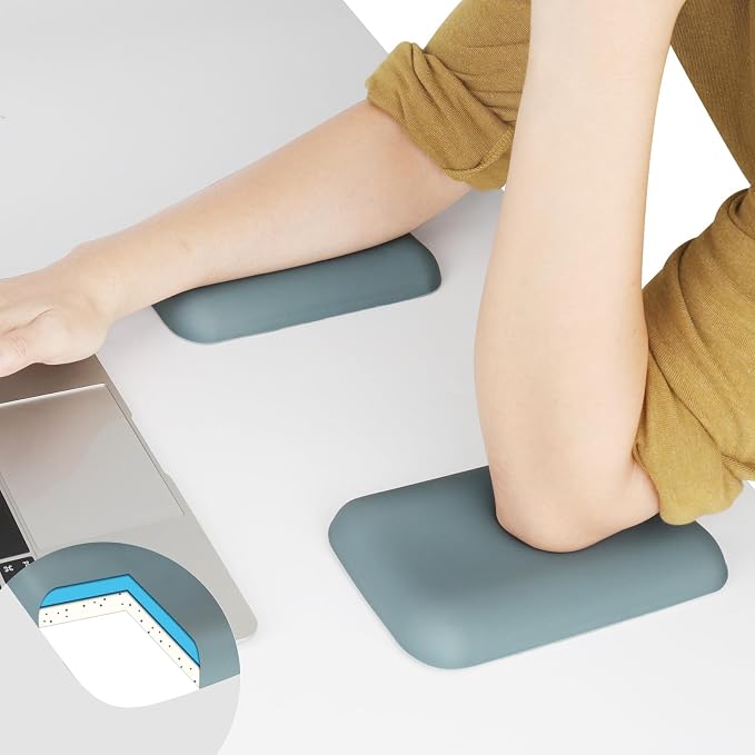 Leolee Elbow Rest Pads for Desk, Gel Ergonomic Wrist Rest Arm Rest Pads | Upgraded, Memory Foam, Non-Slip Base, Cushion Support Relieve Elbow and Wrist Pain for Computer, Office, 2 Packs, Green
