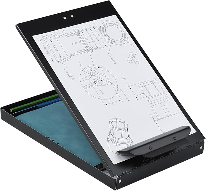 ZCZN Aluminum Clipboard with Storage, 4 Pack Recycled Metal Clipboard Box, Form Holder, Suitable for School, Office, Jobsite or Medical Staff, 9.25 x 13.78 Inches, Black