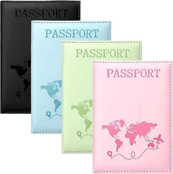 4 Pcs Passport Holder For Travel, Passport Covers Wallet Cover Case, Porta Pasaporte Sleeve Blocking Leather Travel Accessories For Women And Men