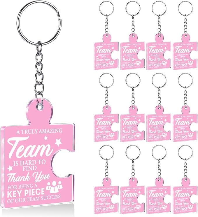 Team Appreciation Gifts Bulk Thank You Keychains for Coworkers | Gift Set for Employee, Staff, Teachers, Teamwork Puzzle Piece Keyring, Acrylic