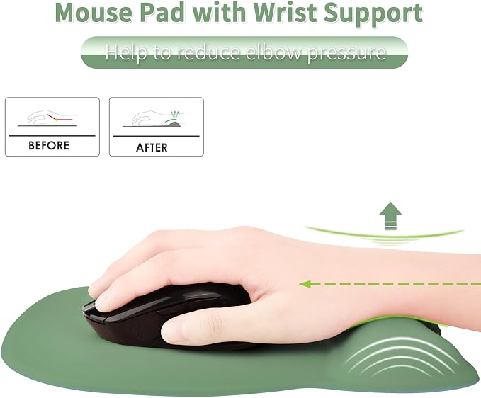 EooCoo Ergonomic Mouse Pad with Wrist Rest, Memory Foam Support Mousepad | Non-Slip Base for Computer, Cafe, Home & Office, 9.64 x 8.26 in Office Desk Accessories, Carpal Tunnel Relief