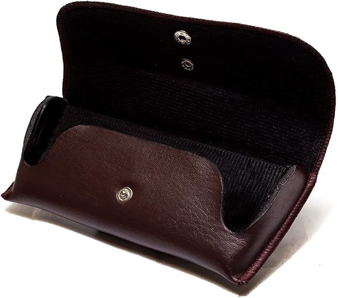 Calabria Double Snap Belt Loop Eyeglass Case PU Leather Black Brown 4Pack Vintage Eye Glasses Pouch SemiHard Sunglass Holder