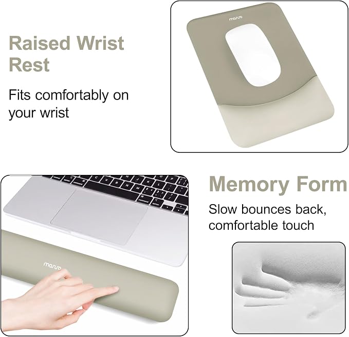 MOSISO Keyboard Mouse Pad Set, Large Gaming Mouse Pad&Keyboard Wrist Rest | Rectangular Mousepad with Wrist Rest&Coaster, Ergonomic Non-Slip&Easy Typing Pad with Curved Silicone Lining, Bronze Brown