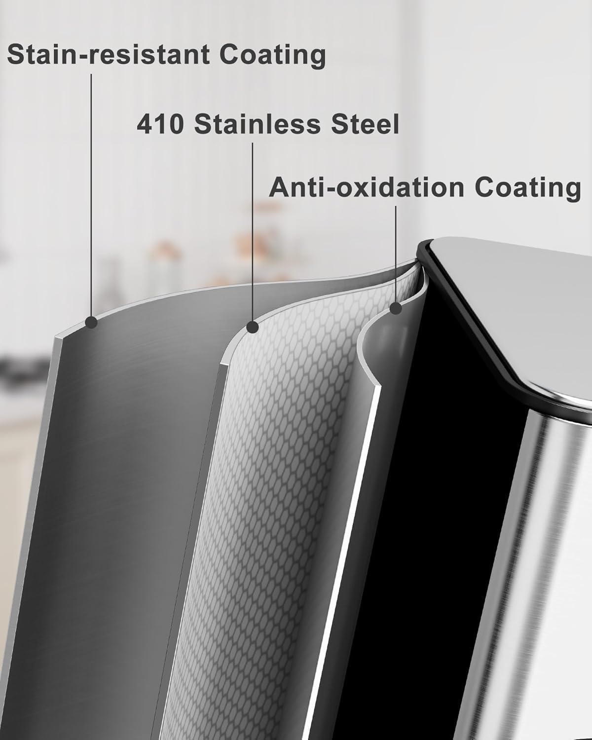 60L/15.9 Gal Gallon Three-Compartment Pedal Stainless Steel Kitchen Recycling Trash Can with Odor Seal, Hands-Free Foot Operated Waste Bin for Home, Office, Restaurant, School, Hospital