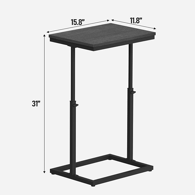 TUTOTAK End Table, Side Table, Tall Couch Table, Sofa Table | for Living Room, Bedroom, Black TB01BK083P