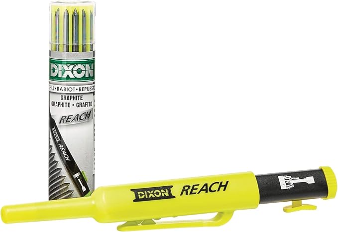 Dixon Industrial REACH- Deep Hole Mechanical Pencil with Lead Refills included, Yellow (14301)