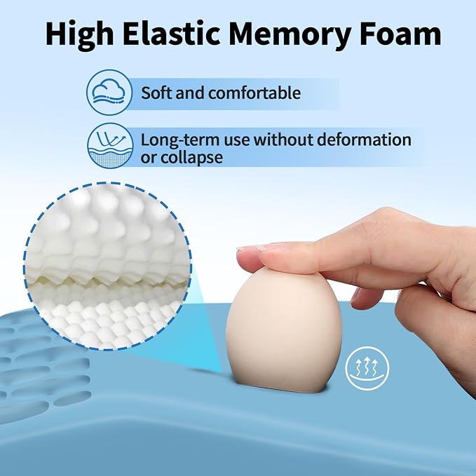 YIWEI Ergonomic Mouse Pad with Wrist Rest for Carpal Tunnel Pain Relief | Memory Foam Wrist Support,Non-Slip Rubber Base, Keyboard Computer Mousepad,Lycra Cloth Surface,Gaming Home Office