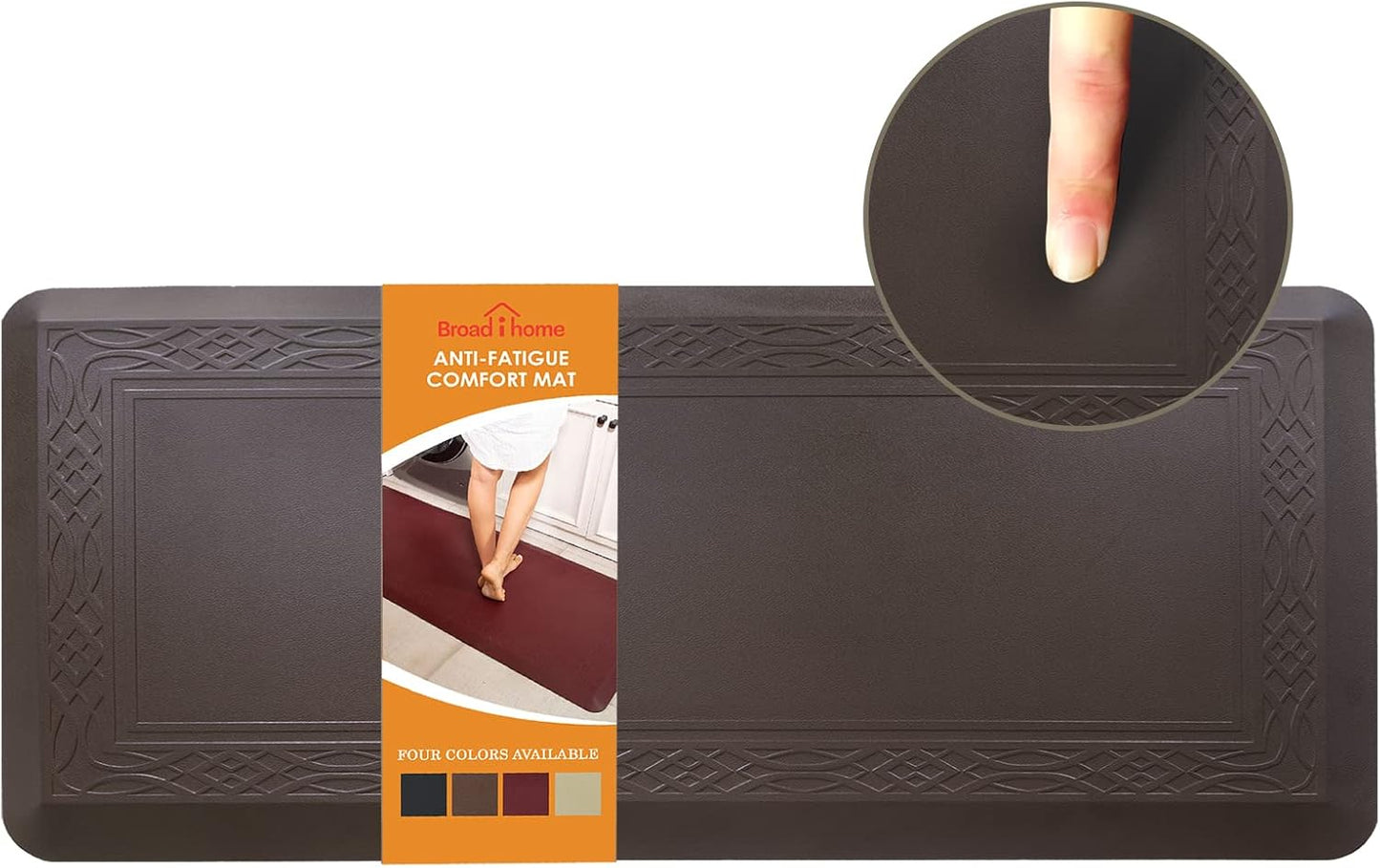 24 x 60 Inch Extra Support Anti Fatigue Comfort Kitchen Mat, Waterproof Long Kitchen Runner, Non-Slip Standing Desk Mat, Commercial Pads for Offices, Home, Garages (Bordeaux Coffee, 24'' x 60'')