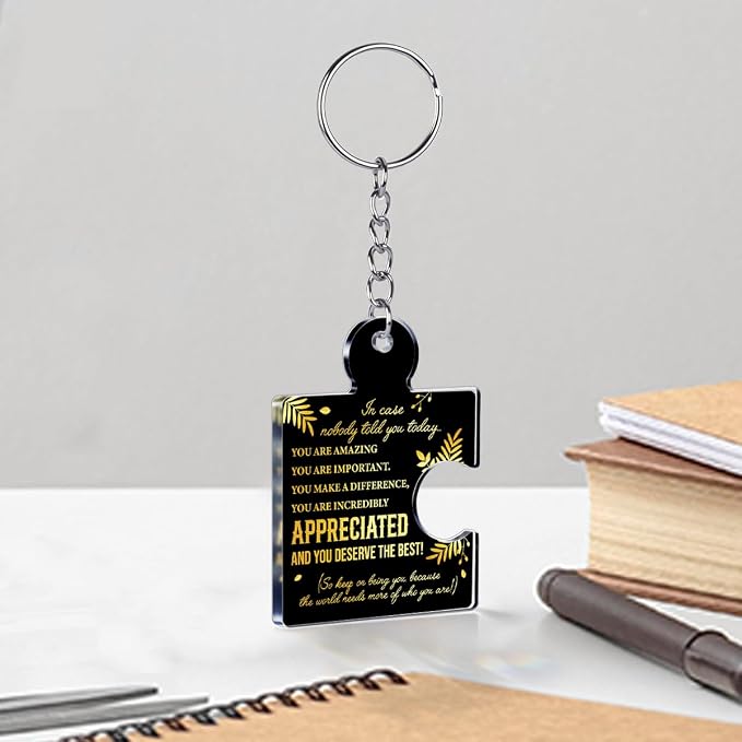 Team Appreciation Gifts Bulk Thank You Keychains for Coworkers | Gift Set for Employee, Staff, Teachers, Teamwork Puzzle Piece Keyring, Acrylic