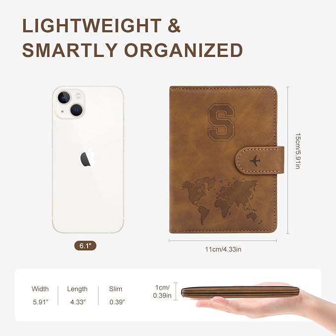 ILIYAH-Passport Cover-Passport Holder Travel Wallet-RFID Blocking Passport Case Travel Accessories Card Holder Wallet Unisex Travel Gifts (Brown S)