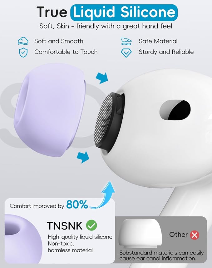 5 Pairs Replacement Ear Tips for AirPods Pro 3(White) | with Noise Reduction Hole,Built-in dust Guard Screen Silicone Ear Tips with Cleaning Pen - 5 Sizes(XXS/XS/S/M/L)