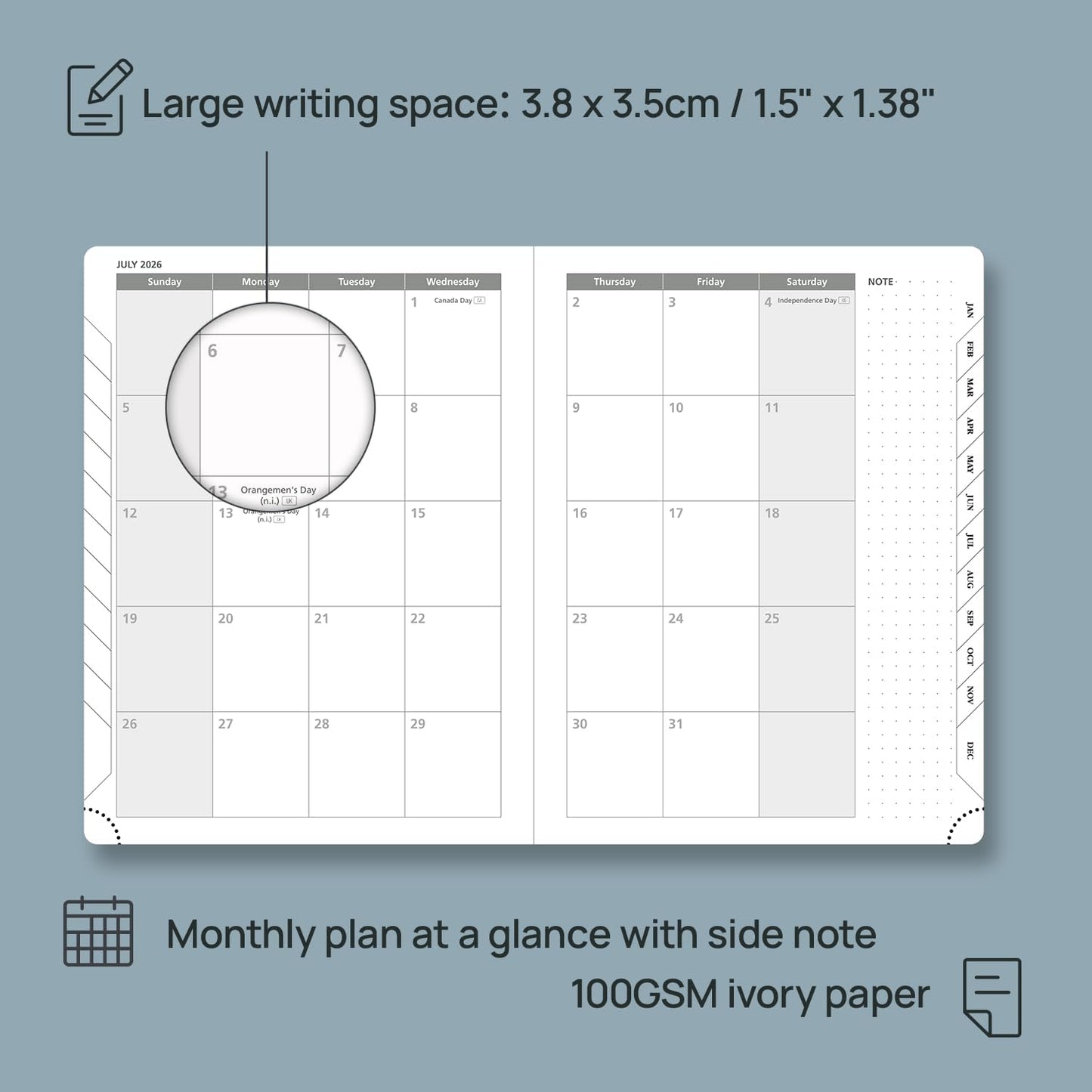 POPRUN 2026 Weekly Planner (Medium 6.75" x 8.75") 12 Months Calendar Notebook with Horizontal Layout, Leather Hardcover, Inner Pocket, 100GSM Thick Paper, Pen Holder - Soft Pink