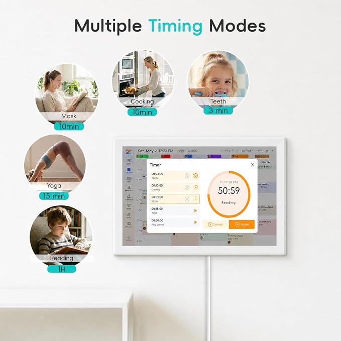Westsee 10.1" Digital Calendar Frame – Interactive Touchscreen Eletronic Calendars, Smart Family Planner for Schedule, Photo Display, Meals, Chore Chart & Tasks, Wall & Desk Mountable (White)
