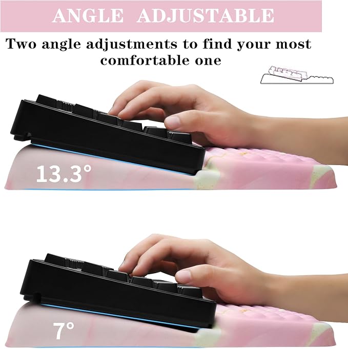 Ergonomic Keyboard Stand with Wrist Rest, Computer Wrist Support Pad | Comfy Tilted Keyboard Riser Holder Wrist Pad for Pain Relief, Soft Memory Foam Desk Cushion for Office Home