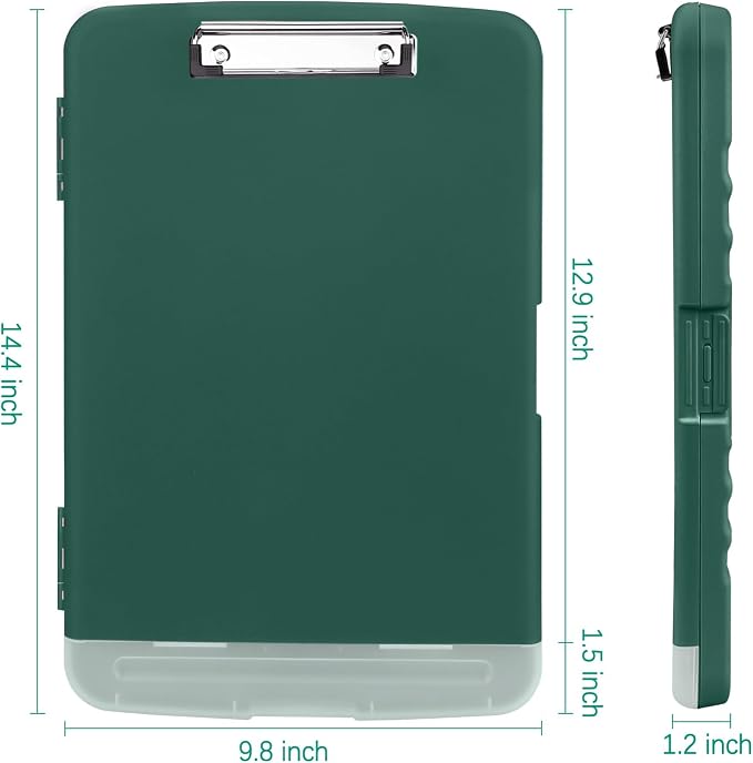 Meiikun Plastic Storage Clipboard, Clipboards with Storage, Nursing Clipboard with Pen Holder, Clip Boards 8.5x11 A4 Paper Folder for Nurse, Teacher, Work, Classroom (Emerald)