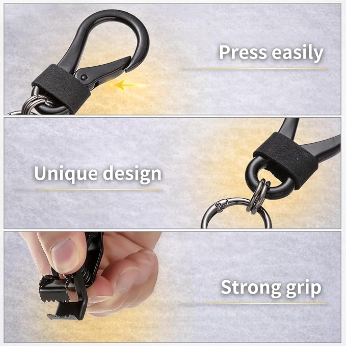 Heavy Duty Glove & Hat Clip with Carabiner, All-Metal Spring Clamp Work Glove Holder for Tool Belt, Harness, Backpack
