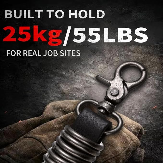 Heavy Duty Glove & Hat Clip with Carabiner, All-Metal Spring Clamp Work Glove Holder for Tool Belt, Harness, Backpack