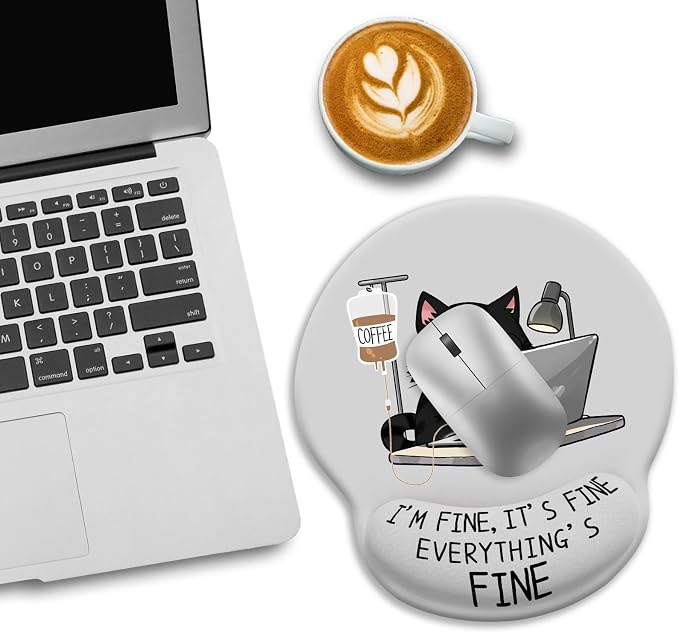 LIMKRIAN Funny Ergonomic Mouse Pad with Wrist Rest, Cat Desk Decor Gifts | Comfort Wrist Support, Cooling Gel Eases Wrist Pain, Non-Slip PU Base, Gaming Computer Cute Office Desk Accessories Supplies
